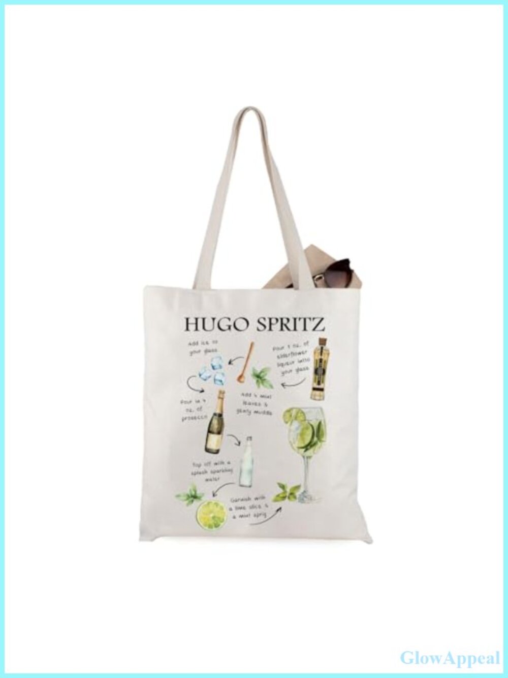 WCGXKO Canvas Tote Bag Hugo Spritz Cocktail Gift Bridal Shower Multifunctional